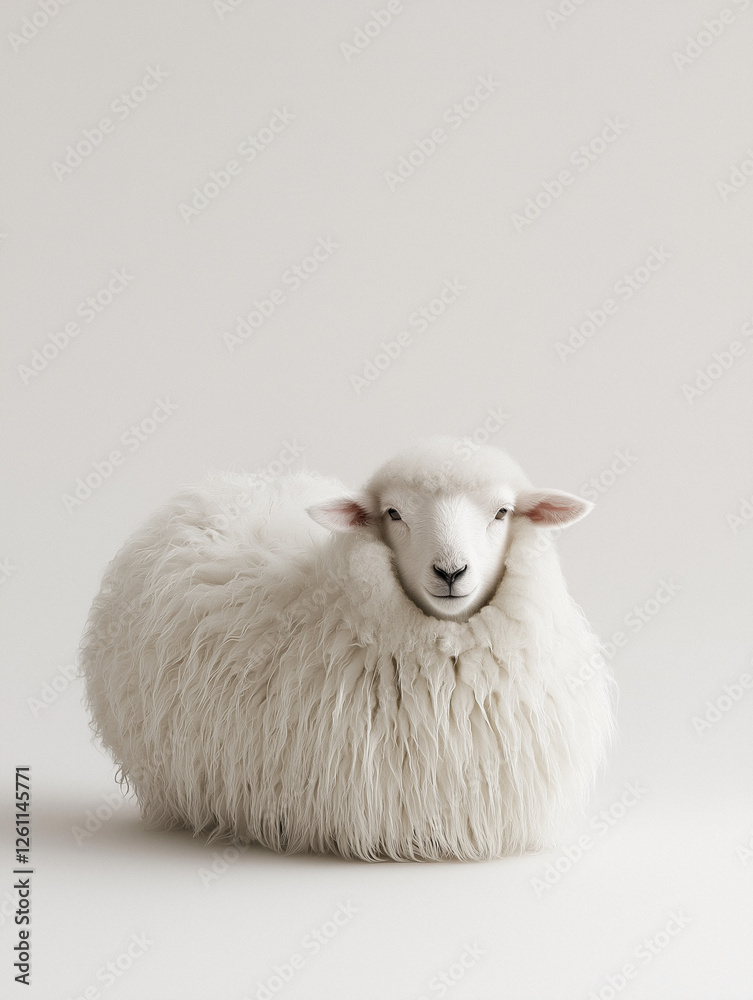 Obraz premium Fluffy White Sheep Resting 