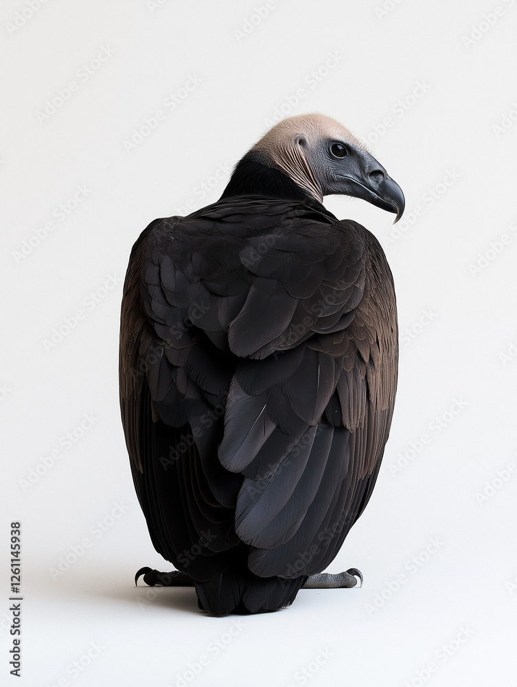 Fototapeta premium Dark Feathered Vulture in Profile 
