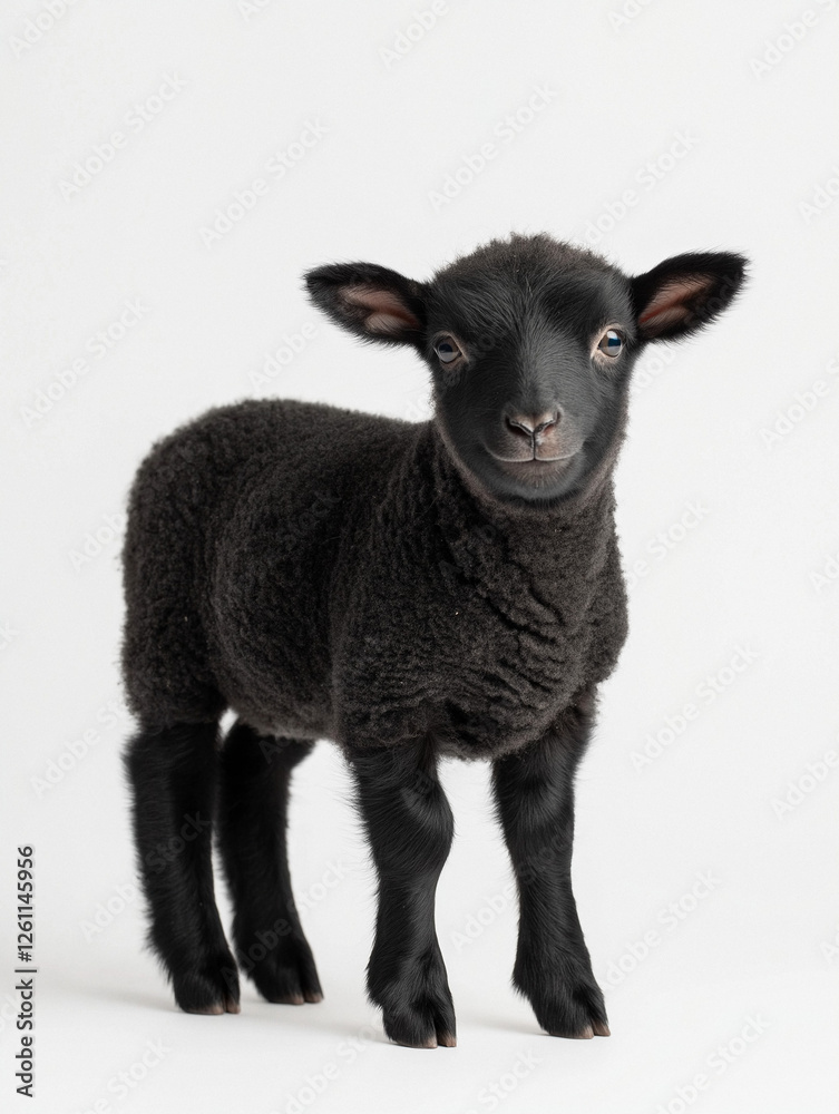 Standing Black Lamb Looking Straight Ahead
Standing Black Lamb Looking Straight Ahead
