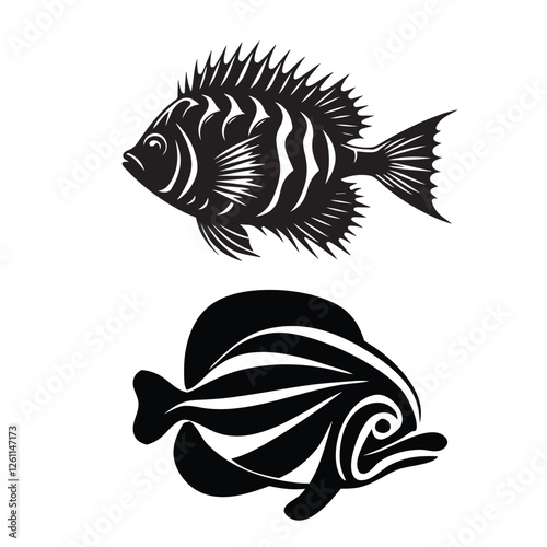 Sea Underwater Animal Vector silhouette free download 