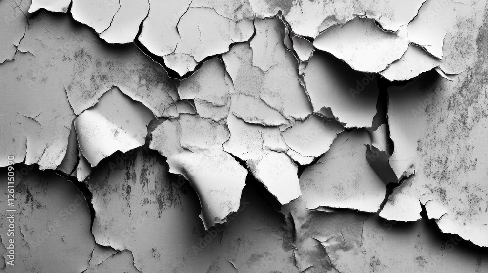 Obraz premium Cracked paint texture, wall, monochrome, background, design