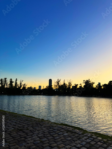 sunset over the river