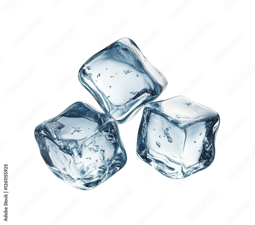 Obraz premium Ice cubes isolated on transparent background.