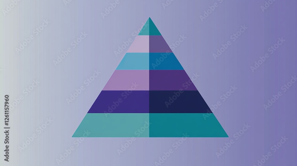 Infographic illustration of purple with blue and green triangle divided and cut and space for text, Pyramid shape four layers for presenting business ideas or disparity and statistical Infographic illustration of purple with blue and green triangle divided and cut and space for text, Pyramid shape four layers for presenting business ideas or disparity and statistical