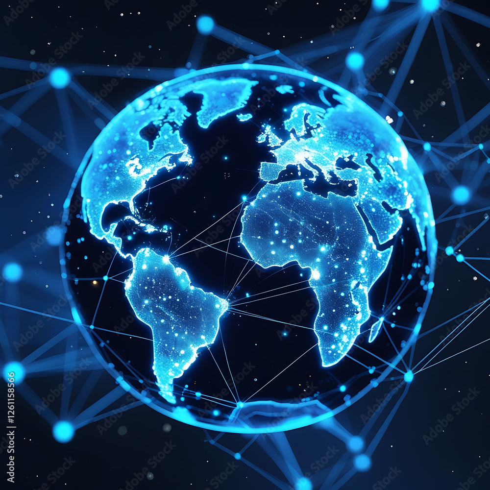 Fototapeta premium Digital world globe, concept of global network