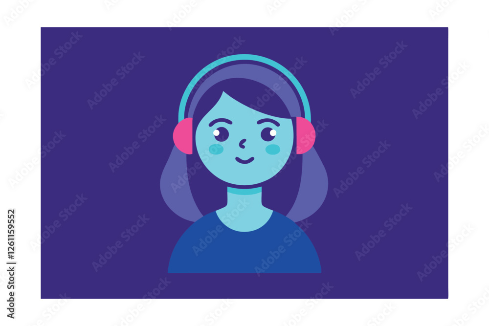 vector illustration of a girl with headphones vector illustration of a girl with headphones