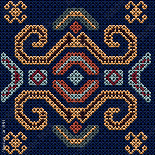  Folk ornament, national pattern, ethnic embroidery, ornamental texture, traditional geometric motives of the tribes of the African continent.
