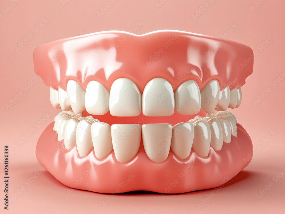 Obraz premium This dental model highlights healthy and straight teeth along with the surrounding gums, ideal for educational purposes and demonstrations
