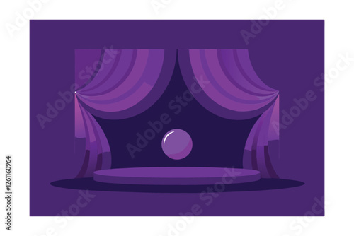 vector stage with curtains and spotlights