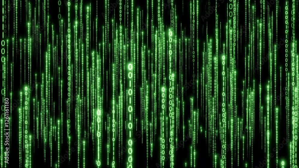 Matrix Code Digital Rain of Falling Characters