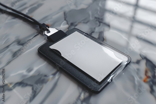 Sleek Corporate ID Badge Mockup for Modern Branding Display on Textured Surface