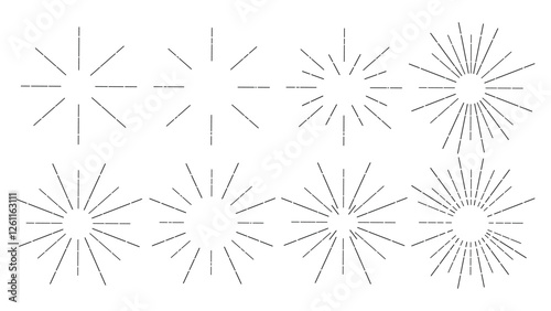 Set of abstract fireworks on a white background, holiday concept, collection of sparklers for decoration and design, bright lights of fireworks