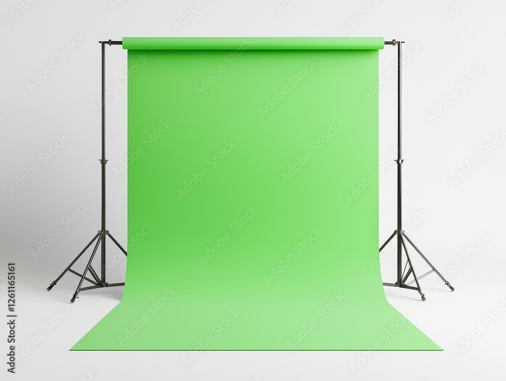 Bright Green Backdrop for Photography, Studio Setting with Adjustable Support Stands and Smooth Surface Bright Green Backdrop for Photography, Studio Setting with Adjustable Support Stands and Smooth Surface