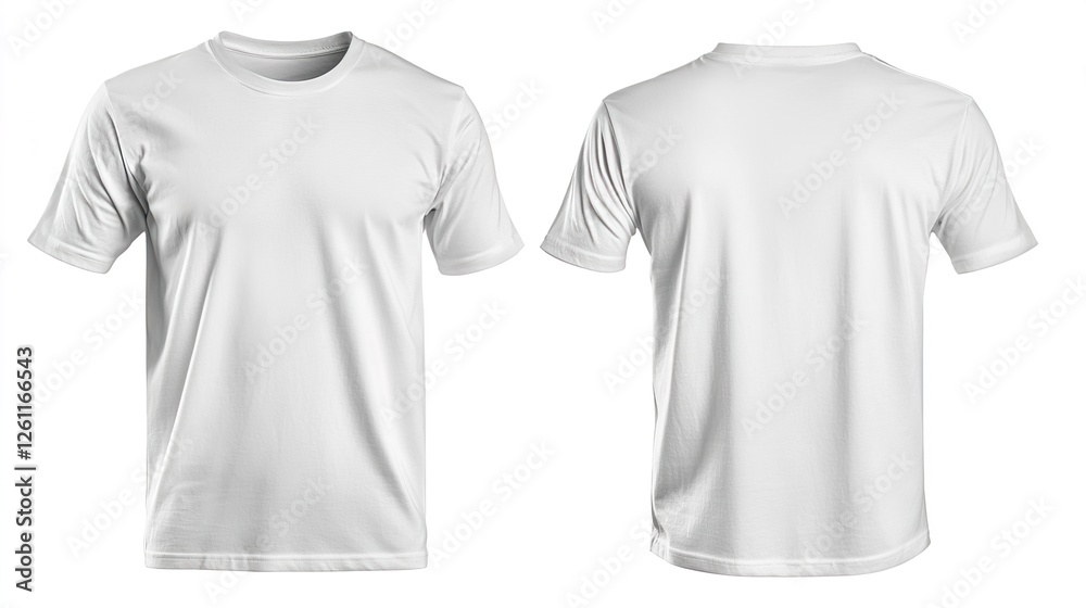 Plain White T-Shirt Front and Back Isolated on White Background Plain White T-Shirt Front and Back Isolated on White Background