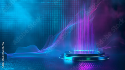 Futuristic Hologram Display on a Digital Podium