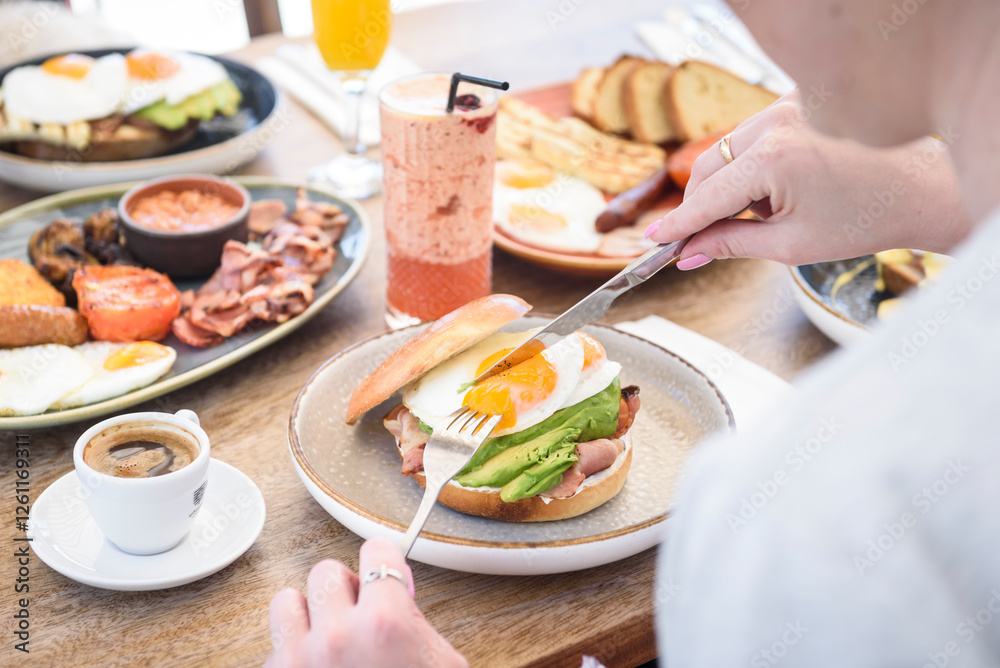 Served fresh egg benedict Served fresh egg benedict