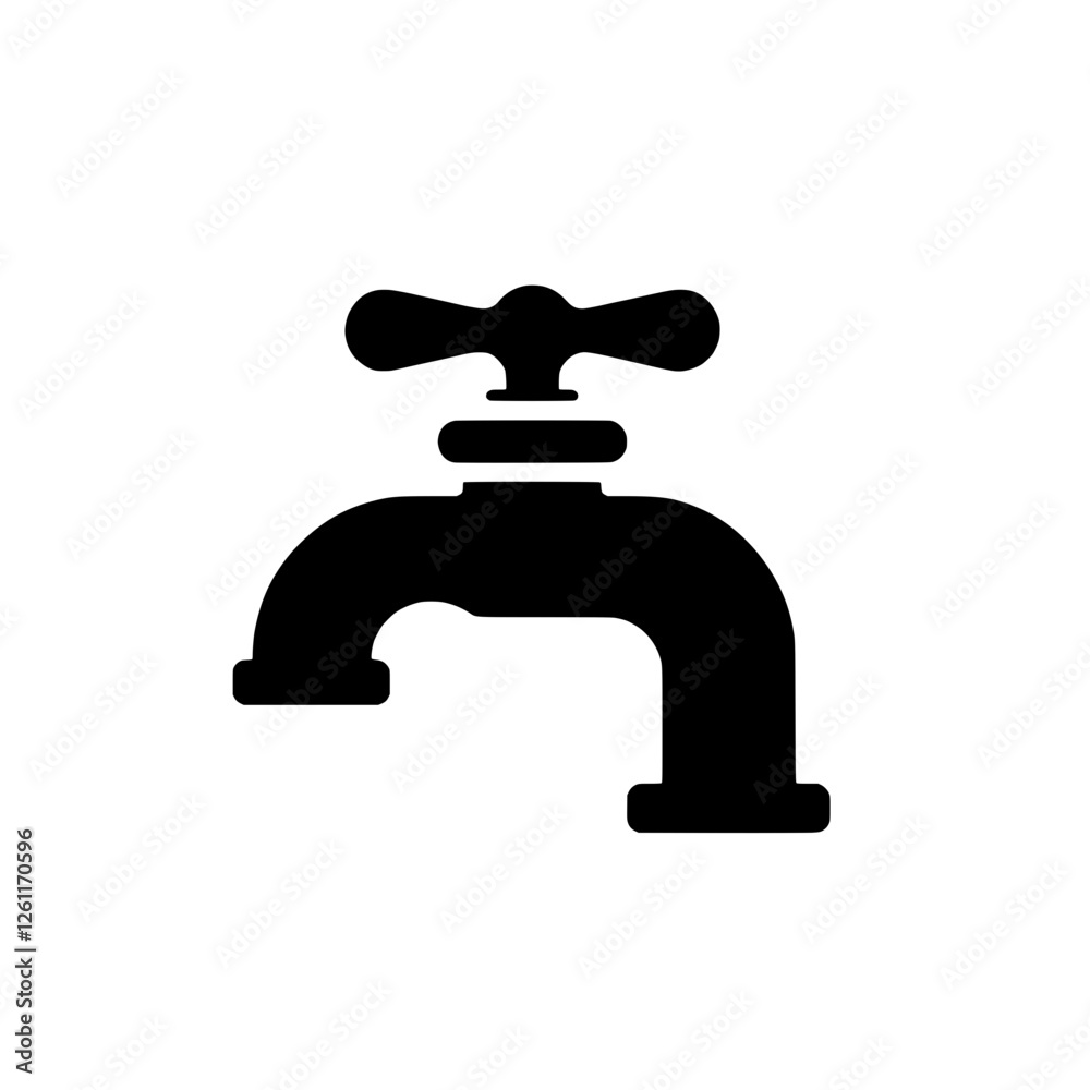 Classic Faucet Icon: A simple, yet versatile vector illustration of a classic faucet with a cross-shaped handle. Perfect for plumbing, bathroom, or kitchen-related designs. Classic Faucet Icon: A simple, yet versatile vector illustration of a classic faucet with a cross-shaped handle. Perfect for plumbing, bathroom, or kitchen-related designs.