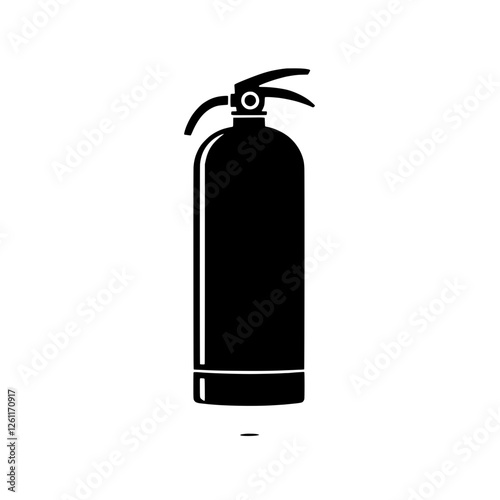 Fire Extinguisher Safety Icon: A simple yet effective black silhouette icon of a fire extinguisher, symbolizing safety, preparedness, and fire prevention.  Suitable for use in safety manuals.