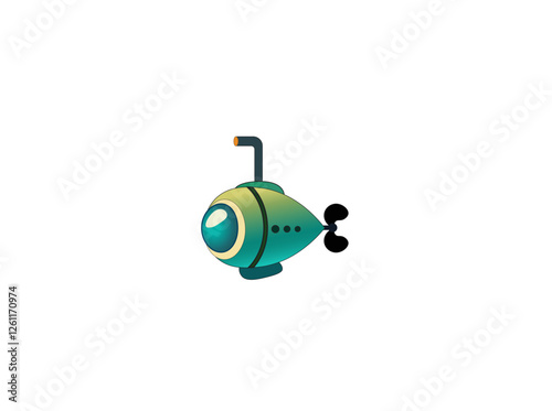 Vector illustration of a cartoon submarine in a minimalist style