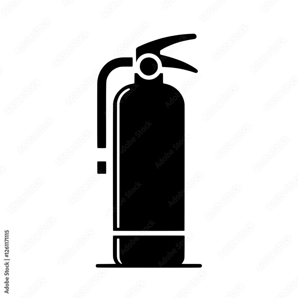 Fire Extinguisher Icon: A simple yet striking black silhouette of a fire extinguisher, representing safety, preparedness, and emergency response. Fire Extinguisher Icon: A simple yet striking black silhouette of a fire extinguisher, representing safety, preparedness, and emergency response.