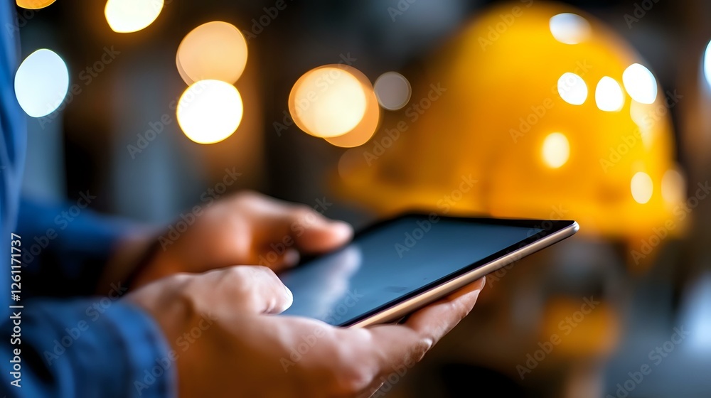 Person holding smartphone in dark setting with blurred golden bokeh lights in background, creating atmospheric evening mood for mobile technology and connectivity concepts. Person holding smartphone in dark setting with blurred golden bokeh lights in background, creating atmospheric evening mood for mobile technology and connectivity concepts.