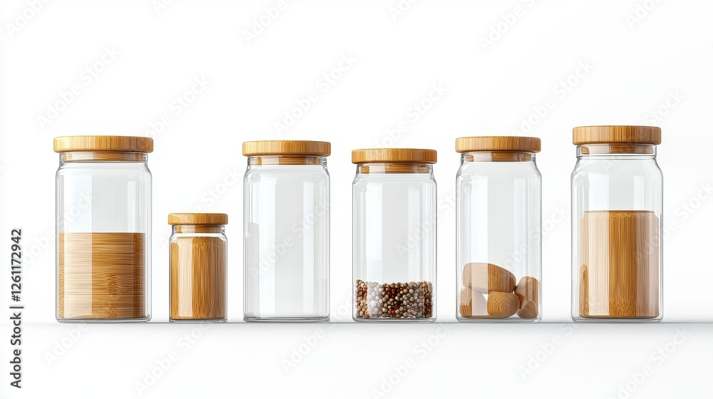Glass Storage Jars with Wooden Lids for Organizing Kitchen Spaces Glass Storage Jars with Wooden Lids for Organizing Kitchen Spaces