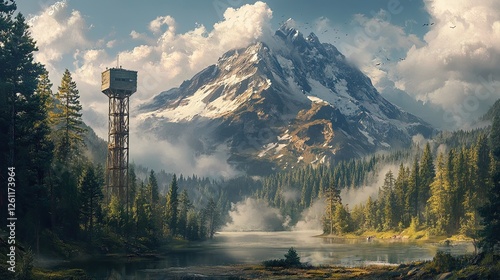 mountain lake in the morning