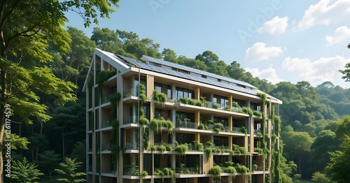 Wallpaper Mural Eco-Friendly Building with Green Walls and Solar Panels Torontodigital.ca