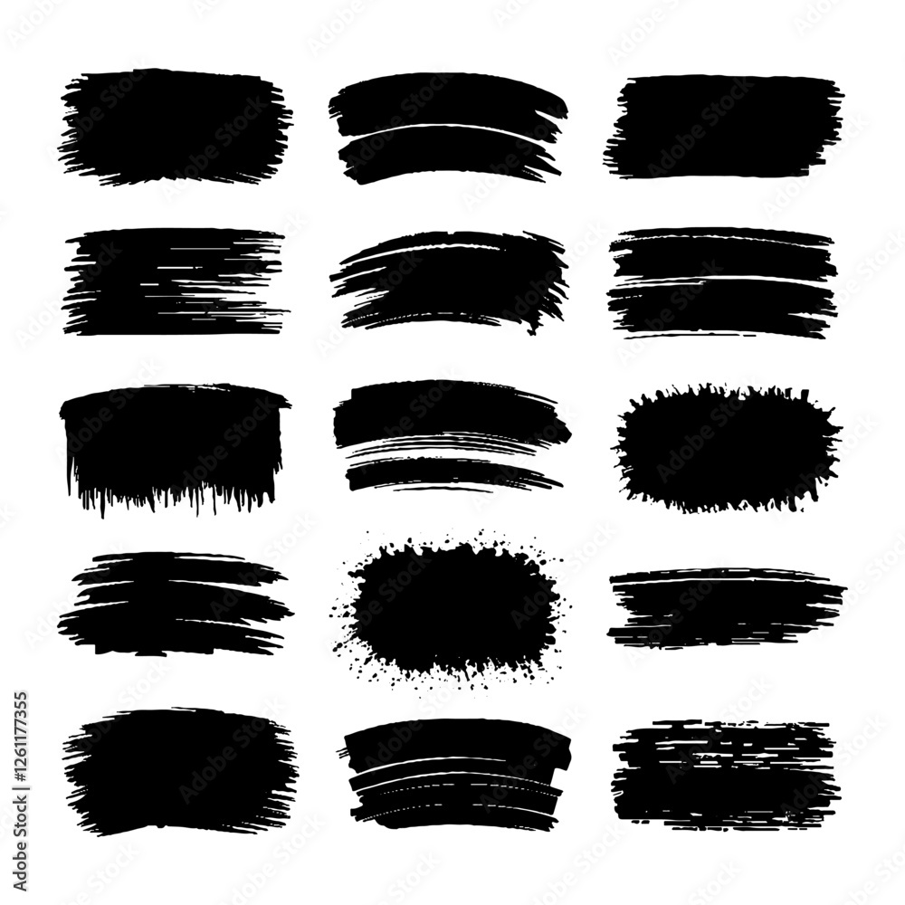 Set of hand-painted brush strokes in black ink. Perfect for digital design, branding, and artistic projects. Set of hand-painted brush strokes in black ink. Perfect for digital design, branding, and artistic projects.
