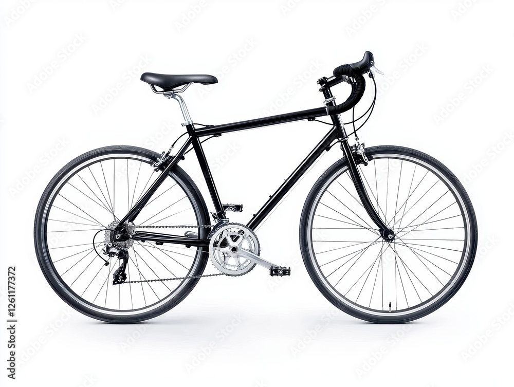 Sleek Black Bicycle on White Background for Modern Lifestyle Use Sleek Black Bicycle on White Background for Modern Lifestyle Use