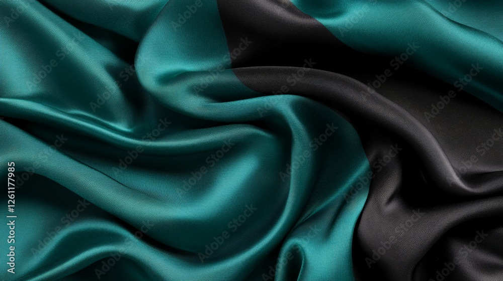 Teal and Black Silk Fabric Draped Softly Teal and Black Silk Fabric Draped Softly