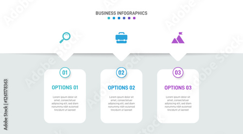 Horizontal progress bar featuring 3 arrow-shaped elements, symbolizing three six stages of business strategy and progression. Clean timeline infographic design template. Vector for presentation