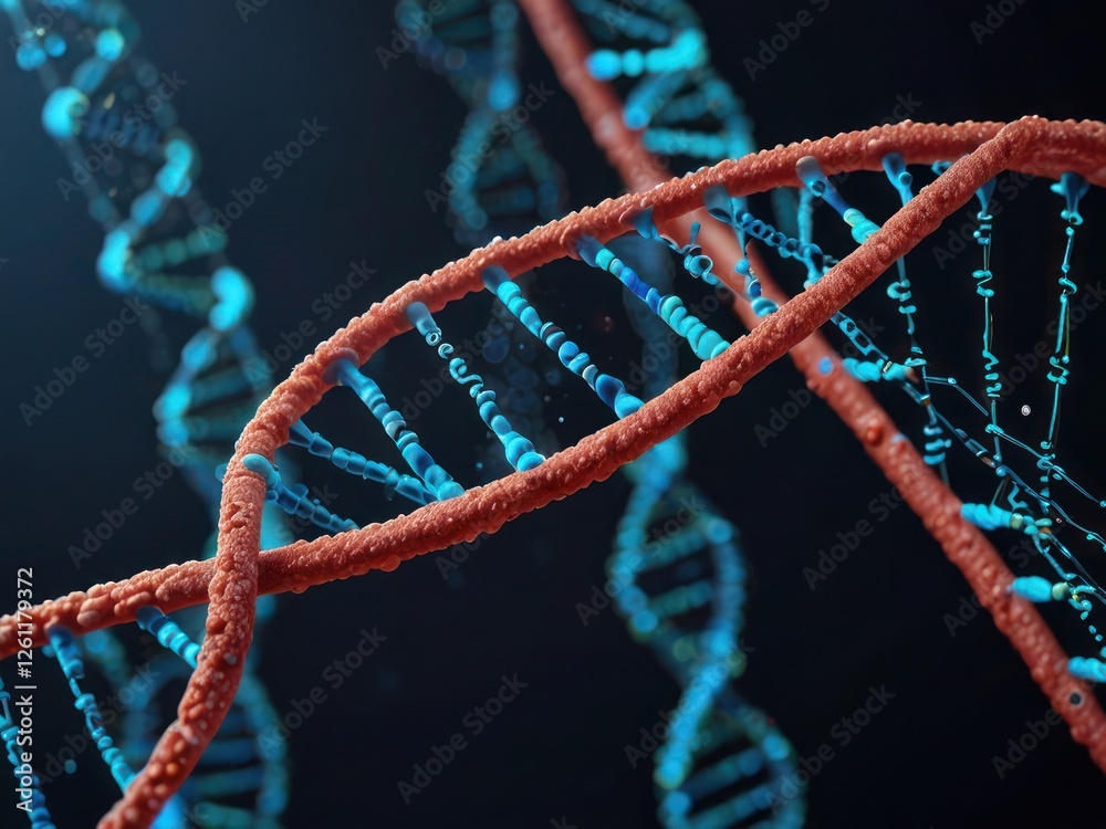 Futuristic DNA Helix Structure with Biotech and Genetic Science Concept Futuristic DNA Helix Structure with Biotech and Genetic Science Concept
