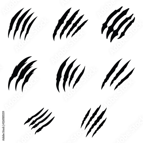 Claw Scratch Marks Vector Illustration Set