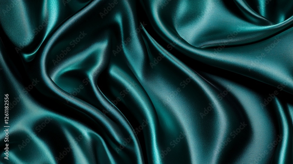 Obraz premium Teal Silk Fabric Draped in Soft Waves