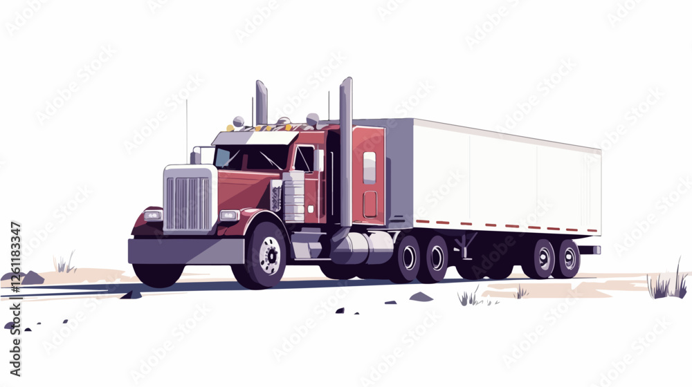 Flat illustration of a truck with a semi-trailer. Cargo transportation. Truck. Flat illustration of a truck with a semi-trailer. Cargo transportation. Truck.