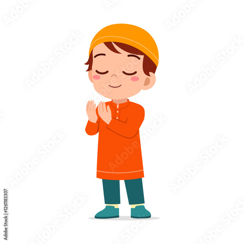 little muslim kid show praying hand pose