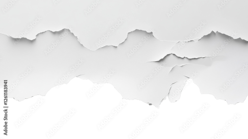 Fototapeta premium Torn horizontal white paper with transparent background revealing checkered pattern