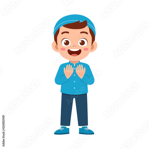 little muslim kid show praying hand pose