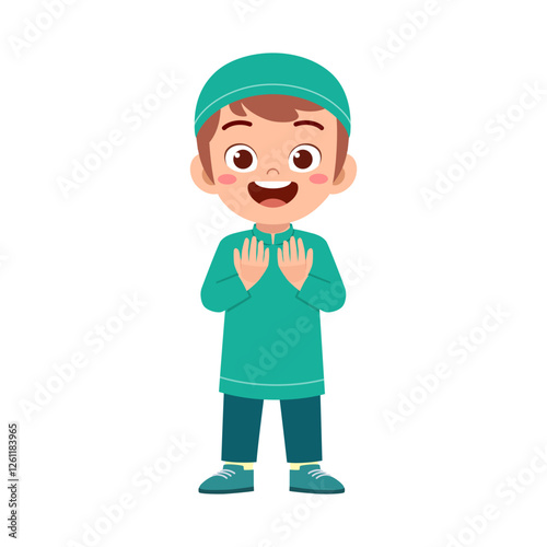 little muslim kid show praying hand pose