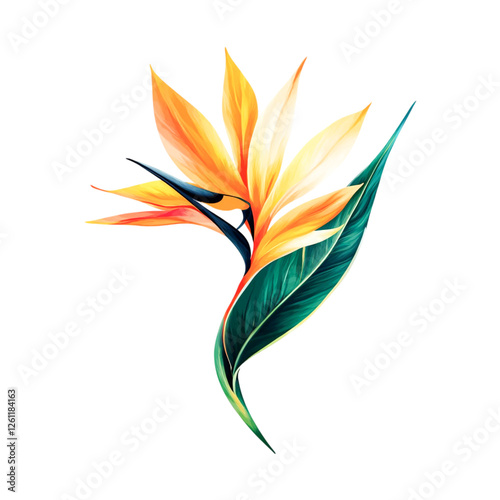 Vivid Bird of Paradise Flower Tropical Bloom Exotic Plant,