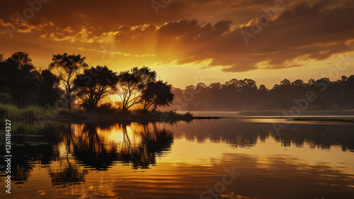 Nature S Beauty Captured In A Blaze Of Warm Tones And Reflection Background