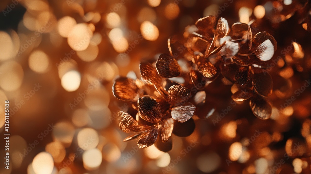 Golden hydrangea branch, bokeh background, autumnal feel, greeting card design Golden hydrangea branch, bokeh background, autumnal feel, greeting card design