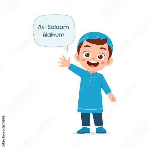 little muslim kid show salam greeting