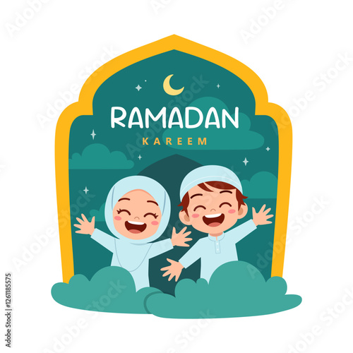 little muslim kid ramadan kareem poster
