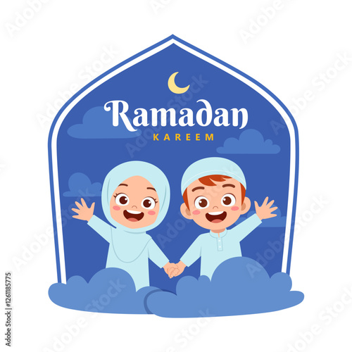 little muslim kid ramadan kareem poster