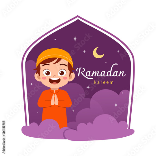 little muslim kid ramadan kareem poster