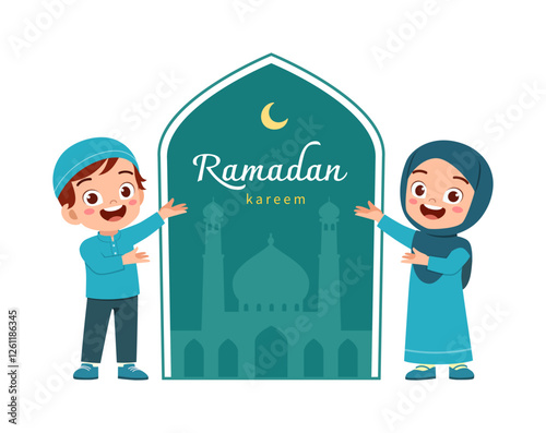 little muslim kid ramadan kareem poster