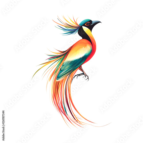 Vibrant Rainbow Bird Artistic Illustration Exotic Feathers