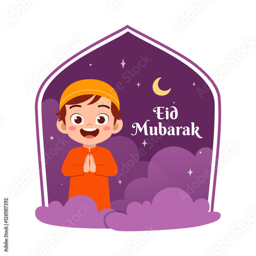 little muslim kid eid mubarak poster